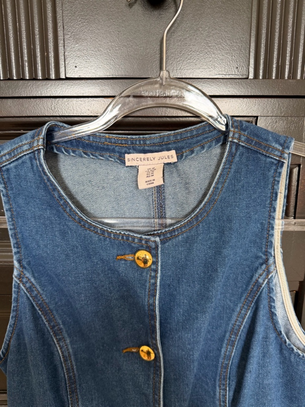 Denim Button Top - Picture 2 of 3